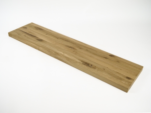 Stair tread Window sill Shelf Oak Rustic 40 mm, block-glued, full lamellas, untreated, knots brown filled, 40x300x1200 mm